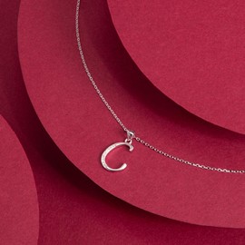 VIKI LYNN Letter C Initial Necklace 925 Sterling Silver Cubic Zirconia Alphabet Pendant Necklace for Women