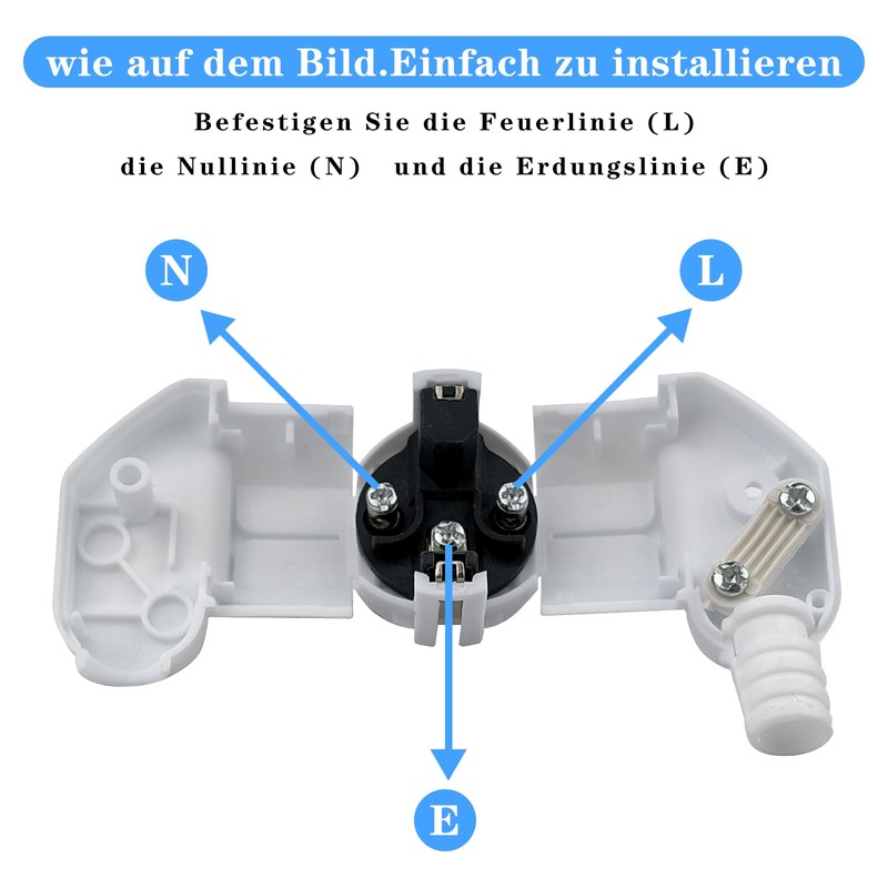 Schuko Plug, Plug 250 V with Kink Protection Sleeve, Schuko