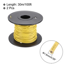 sourcing map 22AWG Wire 22 Gauge Stranded Wire PVC Hookup Wire, UL1007 Tinned Copper Wire 30m/100ft Yellow With Spool for Internal Connecting Wire