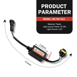 Civwesi Pack-2 Car H11/H8/H9 LED Light Decoder, Radio Audio Led Filter, Anti-Flicker Wiring Harness Error Code Eliminator, Universal for Cars Plug and Play Light Bulb Retrofit Adapter (Black)