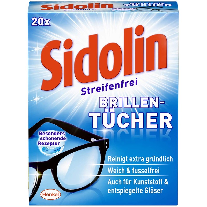 Sidolin Glasses Cleaning Cloths, Pack of 2 (2 x 20