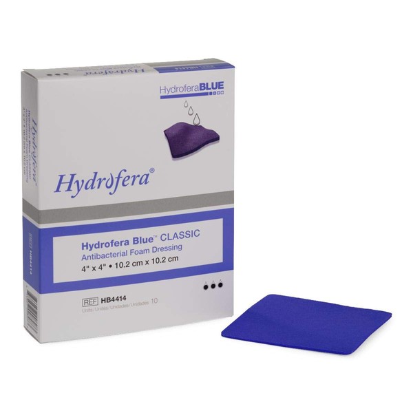 Hydrofera Blue Bacteriostatic Foam Dressing 4"X4" - Box of 10-2 PK (20 Total)