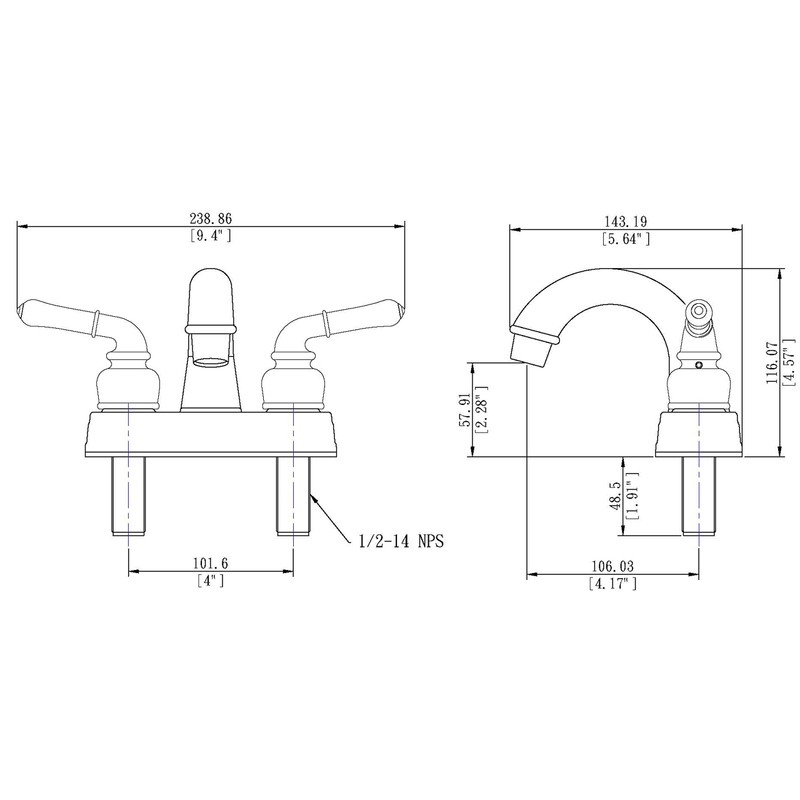 Builders Shoppe 2001BZ/3220BZ/4120BZ RV Bathroom and Shower Faucet with Matching