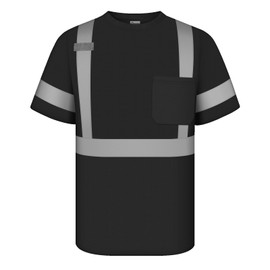 Graunton Reflective Short Sleeves, Hi Vis T-shirt for Night Running, Jogging, Cycling, High Visibility Shirts for Volunteer, Security Guard, Black, 3XL.