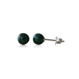 Malachite Stud Earrings, Natural, Round, 4 mm, 925 Silver, Sterling Silver