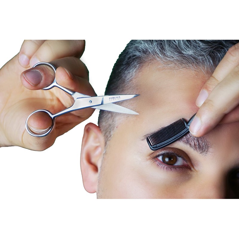 Professional Eyebrow Scissors Set Extra Sharp with Comb Travel Case,