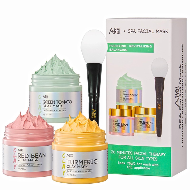 ANAiRUi Face Mask Set: Green Tomato Clay Mask + Turmeric