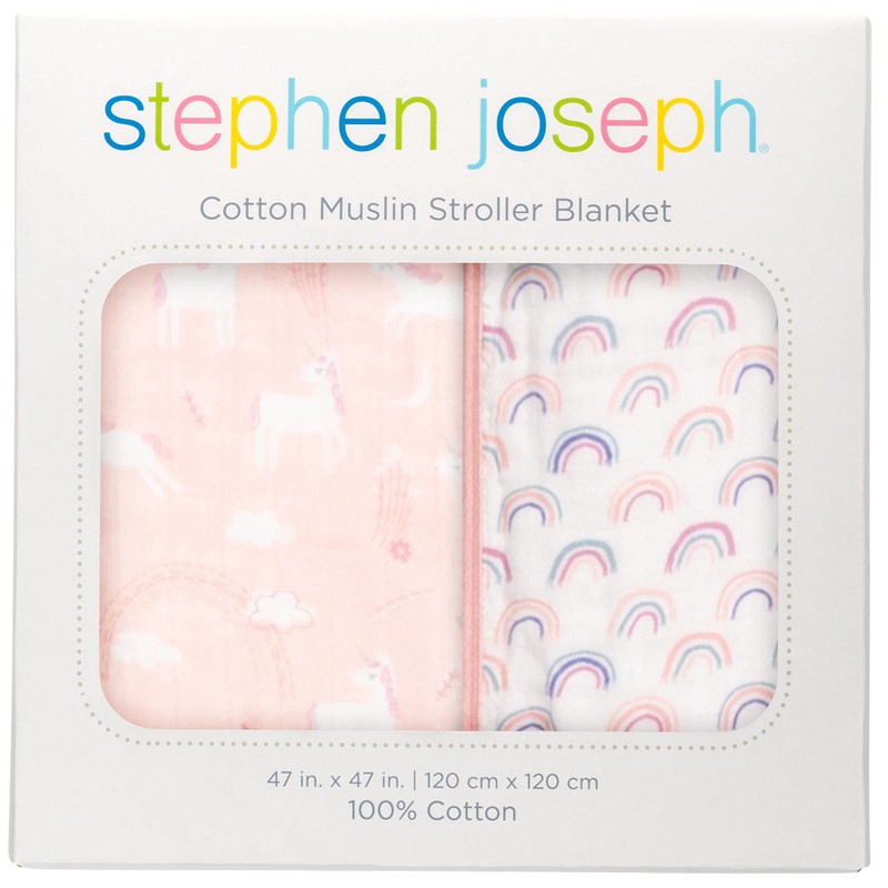 Stephen Joseph Muslin Stroller Blankets Unicorn