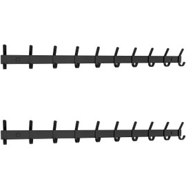 Matte Black Coat Rack Wall Mount – 30 Inch Stainless Steel Hook Rail with 10 Double Coat Hooks – Wall Mounted Entryway Organizer for Coats, Hats, Bags, Towels, Robes, Closet or Bathroom - 2 Pack