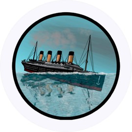 24 x 40mm Round 'Sinking Titanic Motif' Stickers (SK00039701)