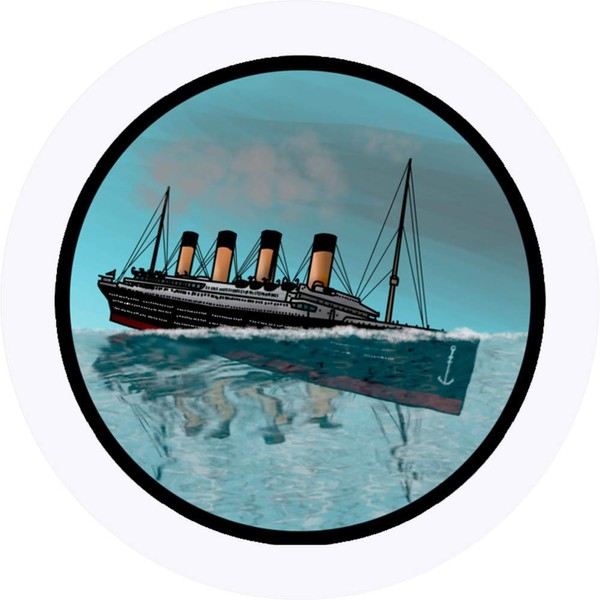 24 x 40mm Round 'Sinking Titanic Motif' Stickers (SK00039701)