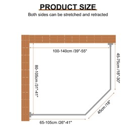 uxcell Stretchable Shower Curtain Rod Rack, Stainless Steel Diamond Shaped Corner Shower Curtain Rod No Drill for Bathroom Bathtub, Larger Size, Silver Tone