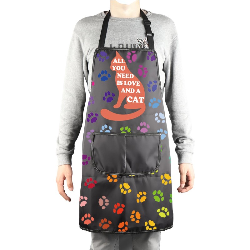 MBMSO Cat Lover Apron for Cat Mom and Dad Gifts