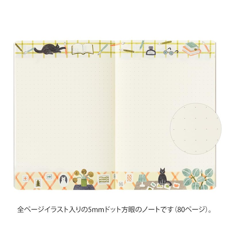 Midori 15353006 Notebook, Loose Log, Cat Pattern B6