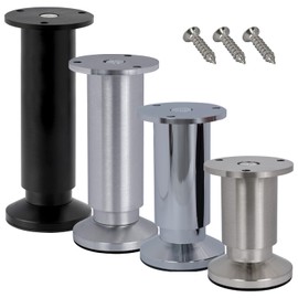 Stahlia Furniture Feet, Height-Adjustable, Stainless Steel Look, Pack of 1, Height: 15 cm, Diameter 38 mm, 250 kg Load Capacity, Feet for Furniture, Cabinet Feet, Sofa Feet, Furniture Legs