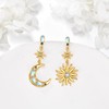 VONALA Sun Moon Stars Earrings Moonstone Sterling Silver Asymmetric Celestial