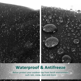 Dokon 2Pcs Large Outside Tap Cover with Reflective Strip, Outdoor Tap Cover for Winter, Waterproof & Thickened Tap Jacket, Tap Cosy Cover Protects Your Tap from Freezing Bursting - Black