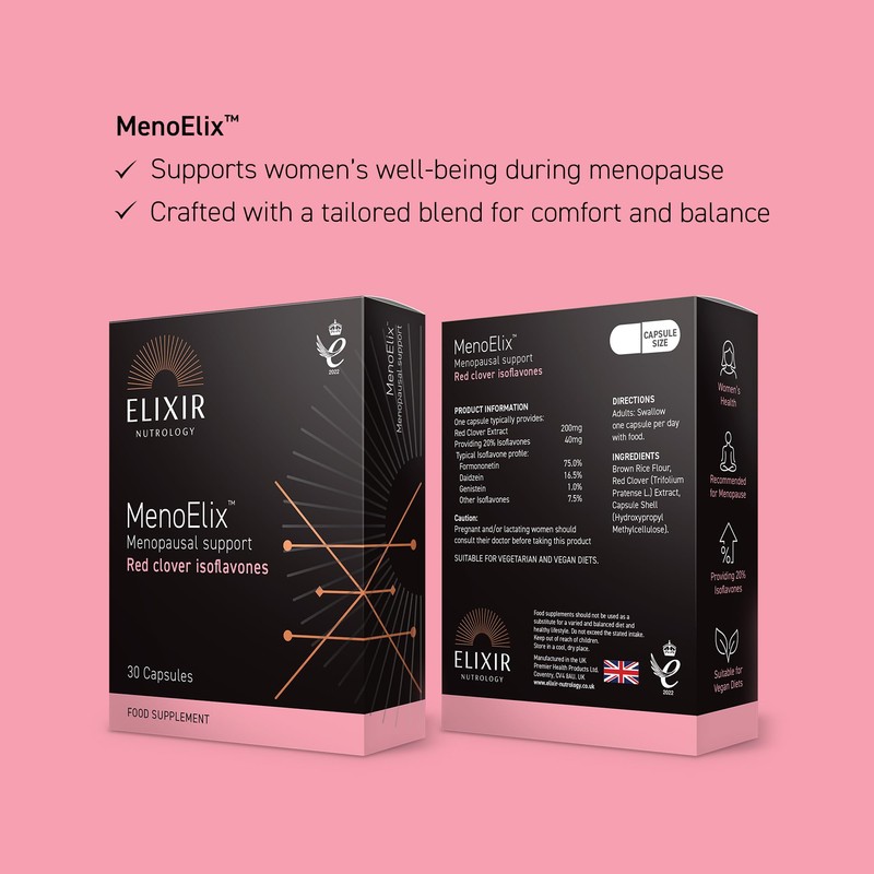 ELIXIR NUTROLOGY MenoElix™ 30 Capsules – Red Clover Extract with
