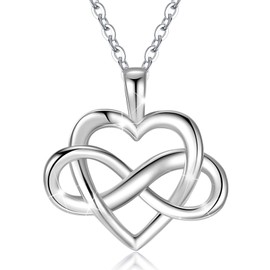 CELESTIA Infiniy Heart Necklace 925 Sterling Silver I Love You Gifts for Women Girlfriend Birthday Valentines Mothers Day Jewellery Present Ideas for Her
