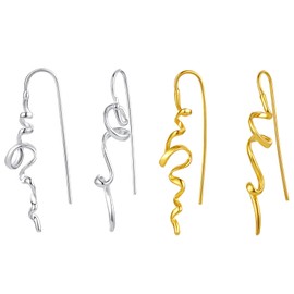 Dainty Spiral Earrings for Women - Gold & Silver Plated Threader Earring, Hypoallergenic Dangle Drop Earrings for Sensitive Ears, 1.8g Lightweight Twist Design with Eco Gift Box (SILVER&GOLD)