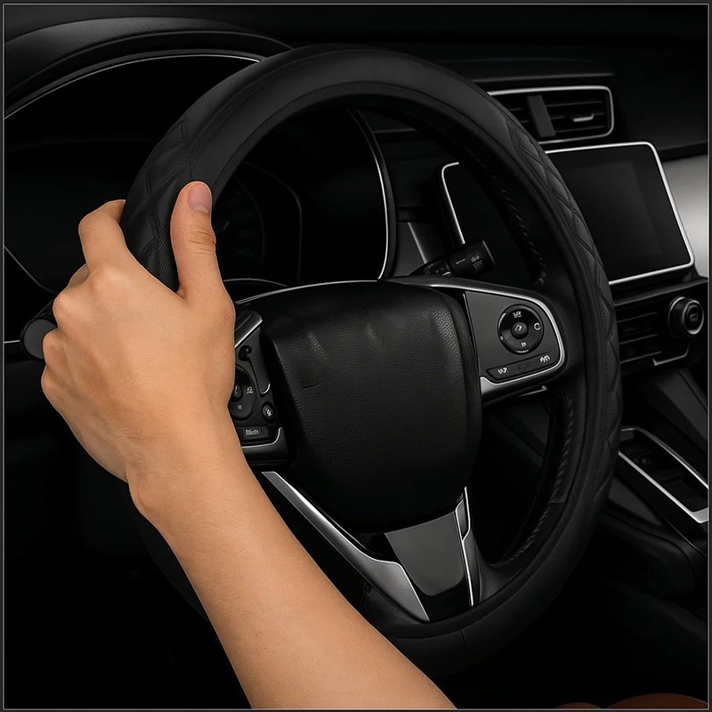 Steering Wheel Covers, Leather Car Steering Wheel Cover 15 Inch,
