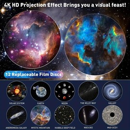 Star Projector 4K Galaxy Night Light with 12 Replaceable Discs 360 Degree Rotation Realistic Sky Projection for Kids' Room Perfect Birthday or Valentine's Gift