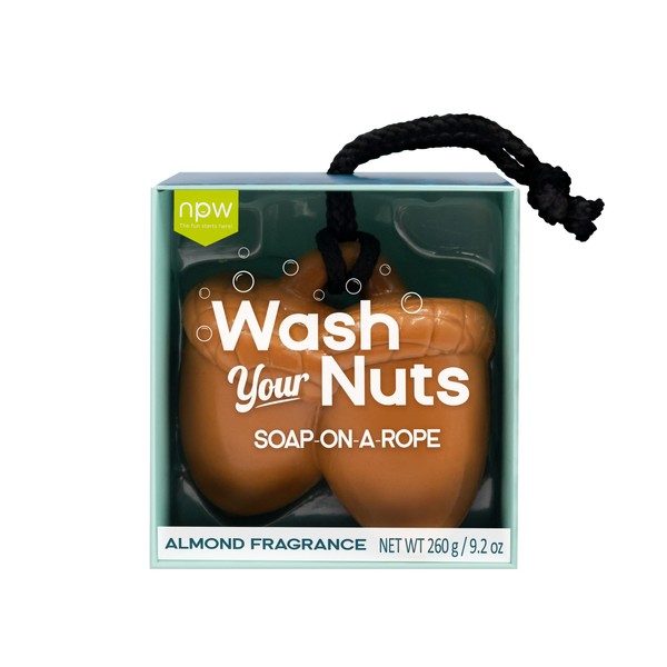 NPW-USA Hello Handsome Wash Your Nuts Soap-On-A-Rope, Nutty Almond