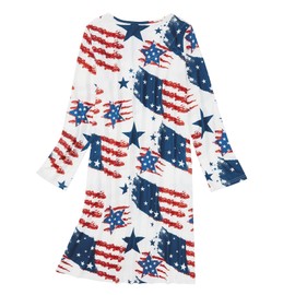 Zando American Flag Nightgowns for Women Christmas Pajamas Nightgowns & Sleepshirts Sleep & Lounge Nursing Long Sleeve Shirts,for Bedroom, Hospital, Holiday & Daily wear Star American Flag Small