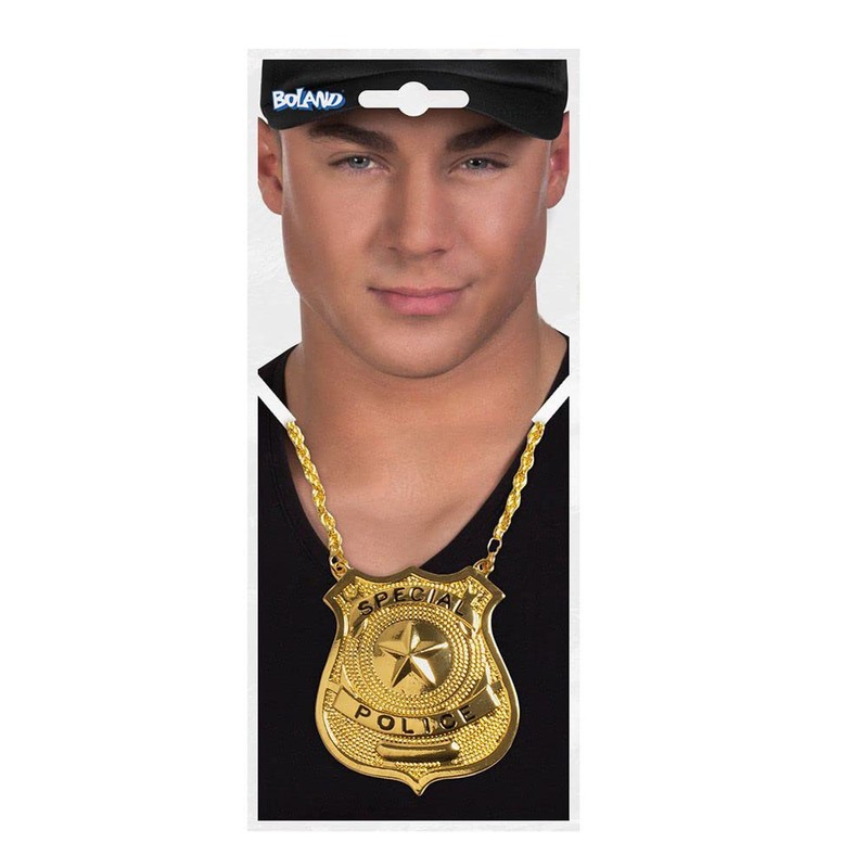 Police Badge Sheriff FBI Gold Necklace Special Police Cop Officer