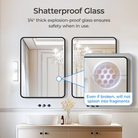 USHOWER 2-Pack Black Bathroom Mirrors Over Sink 22 x 30 Inch, Metal Frame Rectangle Mirror, Modern Farmhouse Vanity Mirror, Wall Mounted