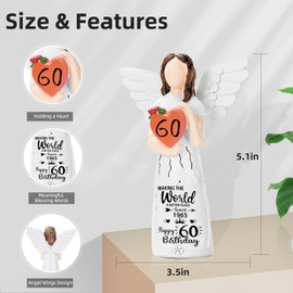 Hosetim 60th Birthday Gifts for Women,Happy 1965 60th Birthday Angel Figurine Decorations for Woman,Sculpted Hand-Painted Figure Gifts for 60 Year Old Women,Mom,Grandma,Sister,Friends