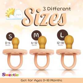 SWEETIE Rubber COLOR Pacifier Natural Rubber Pacifier Rounded 1 Count (12-18 Large, Light Pink)