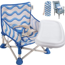 Tiny Marvels Portable 3-in-1 Baby Chair, Cozy Booster Seat, Baby Seat with Tray, Compact Foldable, Toddler Chair with Child Safety Belt Carry Bag, Perfect for Travel (Blush Bloom)