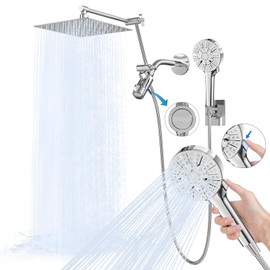10-Inch Rain Shower Head with Handheld Spray Combo-6-Function Handheld Shower Head-3-way diverter comes with a pause setting-16-Inch Adjustable Extension Arm-59-inch stainless steel shower hose
