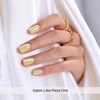SHANGMENG Light Yellow Cat Eye Press on Nails Short -