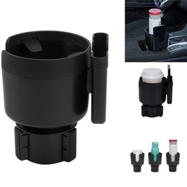 JSCARLIFE Car Cup Holder Expander with Cell Phone Stand, 2 in 1 Multifunctional Car Cup Holder Compatible with All Kinds of Cups and Bottles Universal for Most Vehicles BLACK