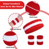 Haakong Striped Sweatbands Wristbands Set Sports Headband for Men Women