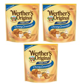 Werther's Original Sugar Free Chewy Caramels, 7.7 oz., Individually Wrapped - Pack of 3
