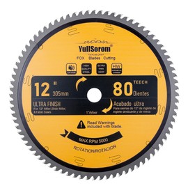 YullSorom 12-Inch 80-Tooth Miter/Table Saw Blades TCT Fine-Finish Professional Woodworking Saw Blade for Miter Saws and Table Saws with 1-Inch Arbor