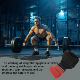 QANYEGN Powerlifting Wrist Strap Hooks, Professional Weightlifting Wrist Strap Hooks, Heavy Duty Weightlifting Wrist Grip Strap for Gym Workouts(Red)