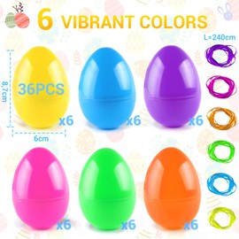 ROSAUI 36 x Easter Eggs Plastic 8.7 cm Easter Eggs for Filling Eggs for Filling Outdoor Colourful Easter Eggs Made of Plastic Easter Decoration for Hanging