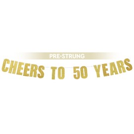 Pre-Strung 50th Birthday Banner - Over The Hill 50th Birthday Decorations Men, 50 Birthday Supplies, 50 Year Old Birthday Decor, Cheers to 50 Years Bday Party Decorations - by Prazoli