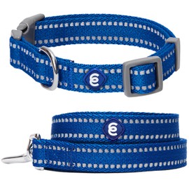 Blueberry Pet Essentials Reflective Dog Collar & Leash Set, Adjustable for Large Dogs | Safe Walking Gear for Pet Parents, Puppy Training & Daily Use LargeDogs, Navy