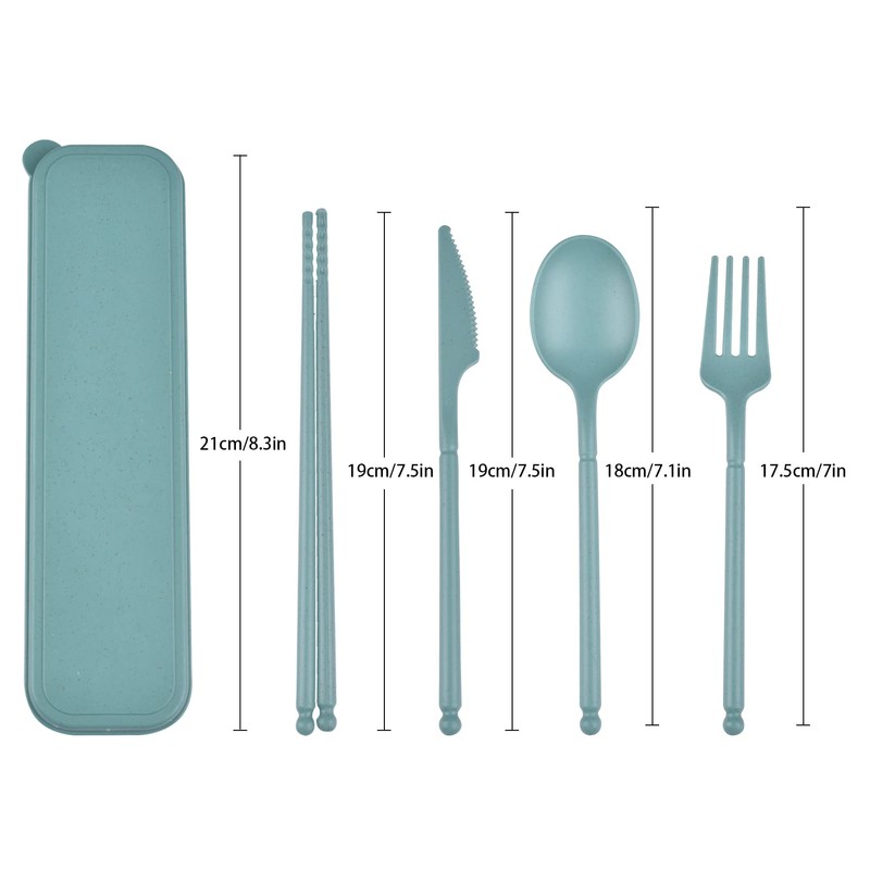 Camping Utensil Set, Reusable Utensils Set with Case, Plastic Cutlery