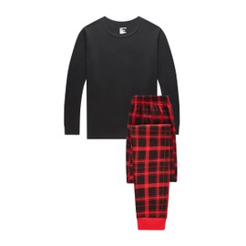 Family Feeling Adult Women's Christmas Pjs Matching Black Buffalo Plaid Family Pajamas Sets Plaid Long Sleeve Pjs Size XL