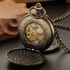 Double Opening Case Bronze Mechanical Pocket Watch Deer Hollow Case,