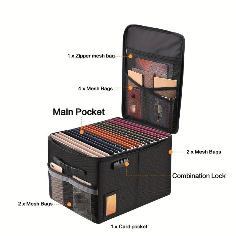 1 Pack Fireproof Document Box With Lock, Portable File Safe