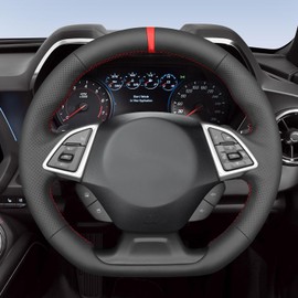 MEWANT for Camaro Steering Wheel Cover 2016-2024 Hand-Stitched for Chevy Camaro Car Steering Wheel Wrap