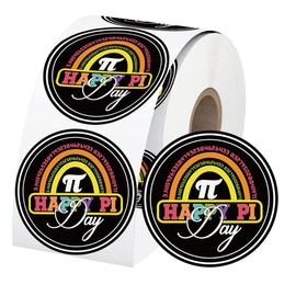 500PCS Happy Pi Day Stickers – 2 Inch Circular Math Theme Stickers for Party Decorations, Classroom Activities, Scrapbooking, and Gifts