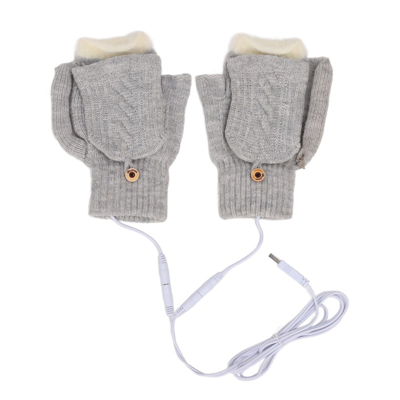 USB Heating Gloves Warm Cotton Full Finger and Half Fingerless